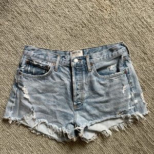 Agolde light wash Parker shorts